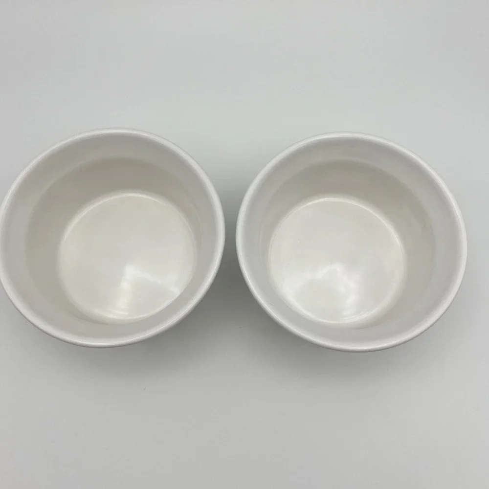 CorningWare French White Ramekins 4oz Stoneware Ribbed Souffle Dishes Set of 2